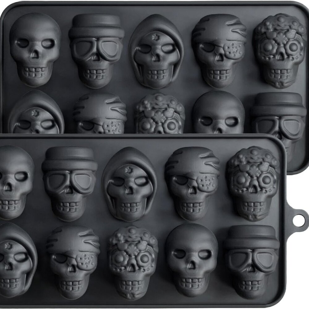 10 Cavity Skull Chocolate Molds Silicone Skull Candy Mold for Jelly Crayon Resin